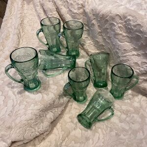 Coca Cola Green Glass Mug Set of 8